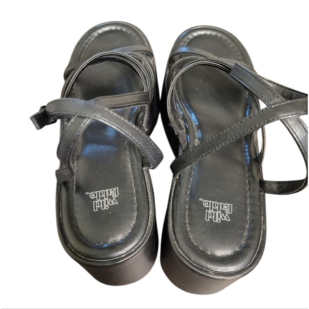 Wild Fable Black Strappy Platform Vegan Leather Womens Sandals, Size 9.5 NEW - Picture 4 of 12